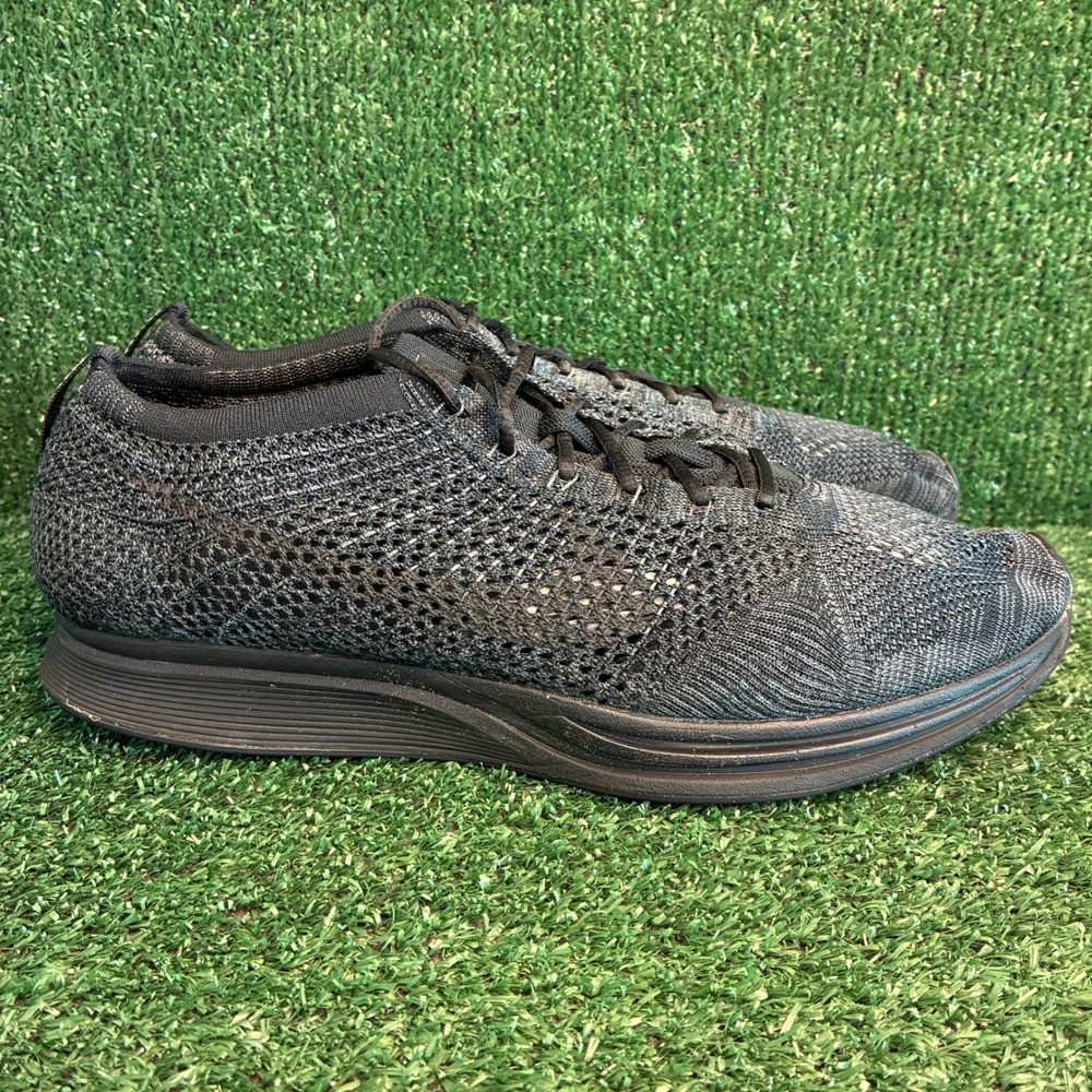 Nike Flyknit Racer Knit Lightweight Athletic Running Shoes Triple Black Mens 13